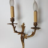 Trio d'anciennes appliques en bronze - style Louis XV - 2 feux