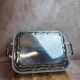 Silver-plated English tray with floral decoration – England