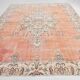 Faded Salmon Vintage Large Antique Rug For Living Room, 261x350 Cm