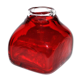 DESIGN square vase in red lined blown glass 11cm dlg Whitefriars