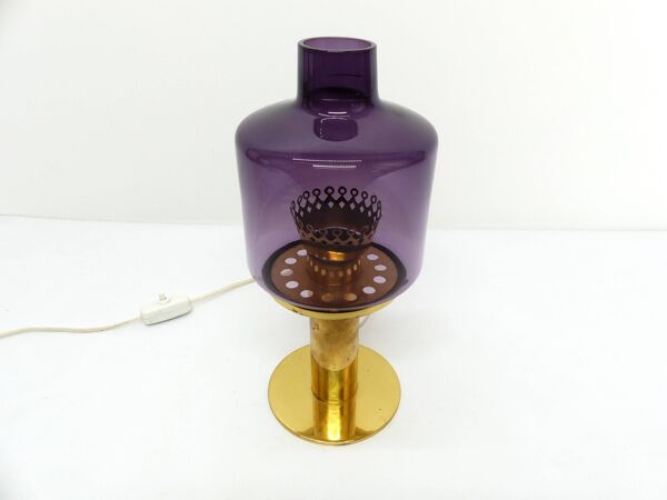 Lampe scandinave Hans-Agne Jakobsson laiton et verre violet B 102