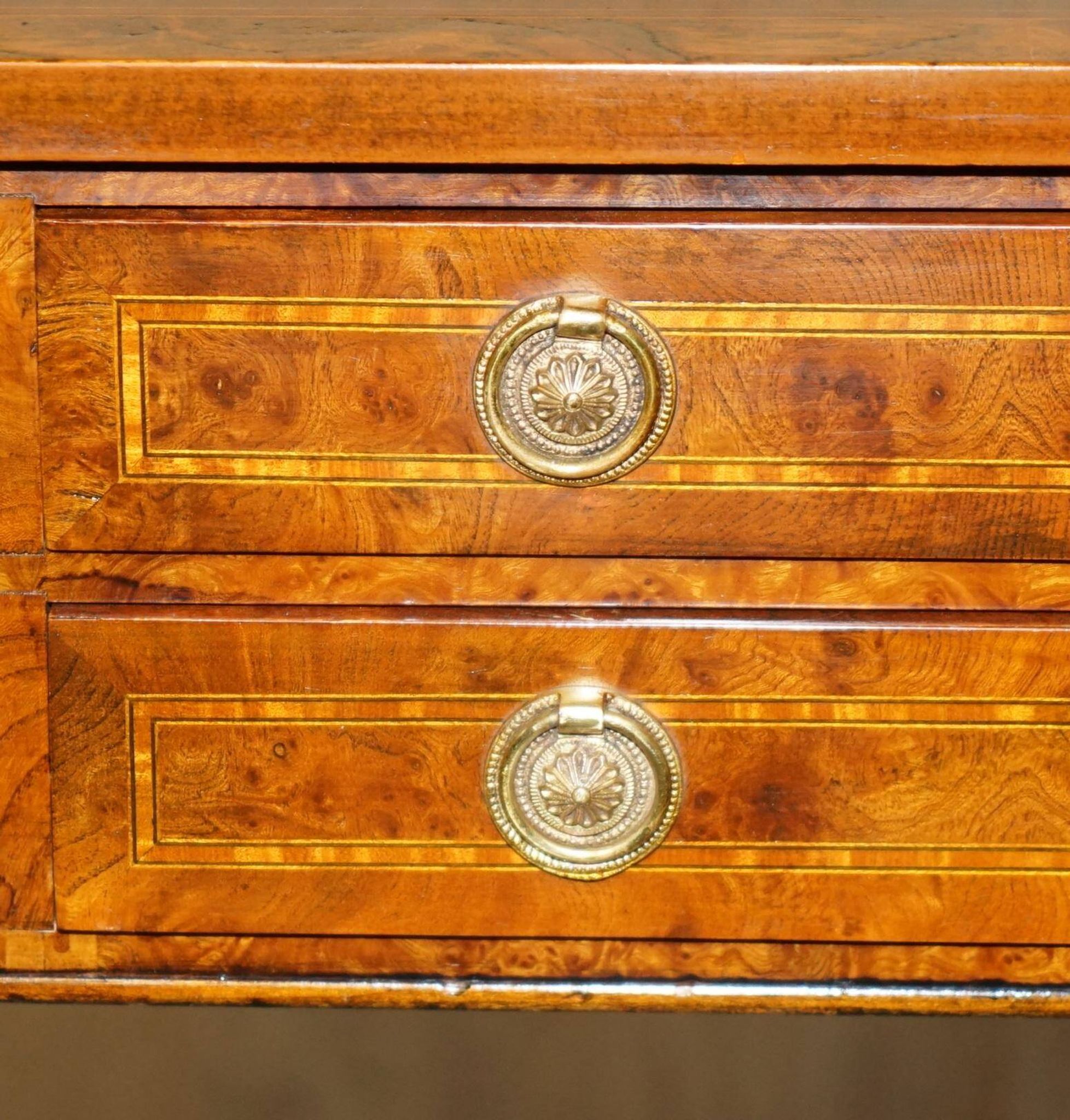 Console en Orme Burr & Bois Satiné restaurée, vers 1920
