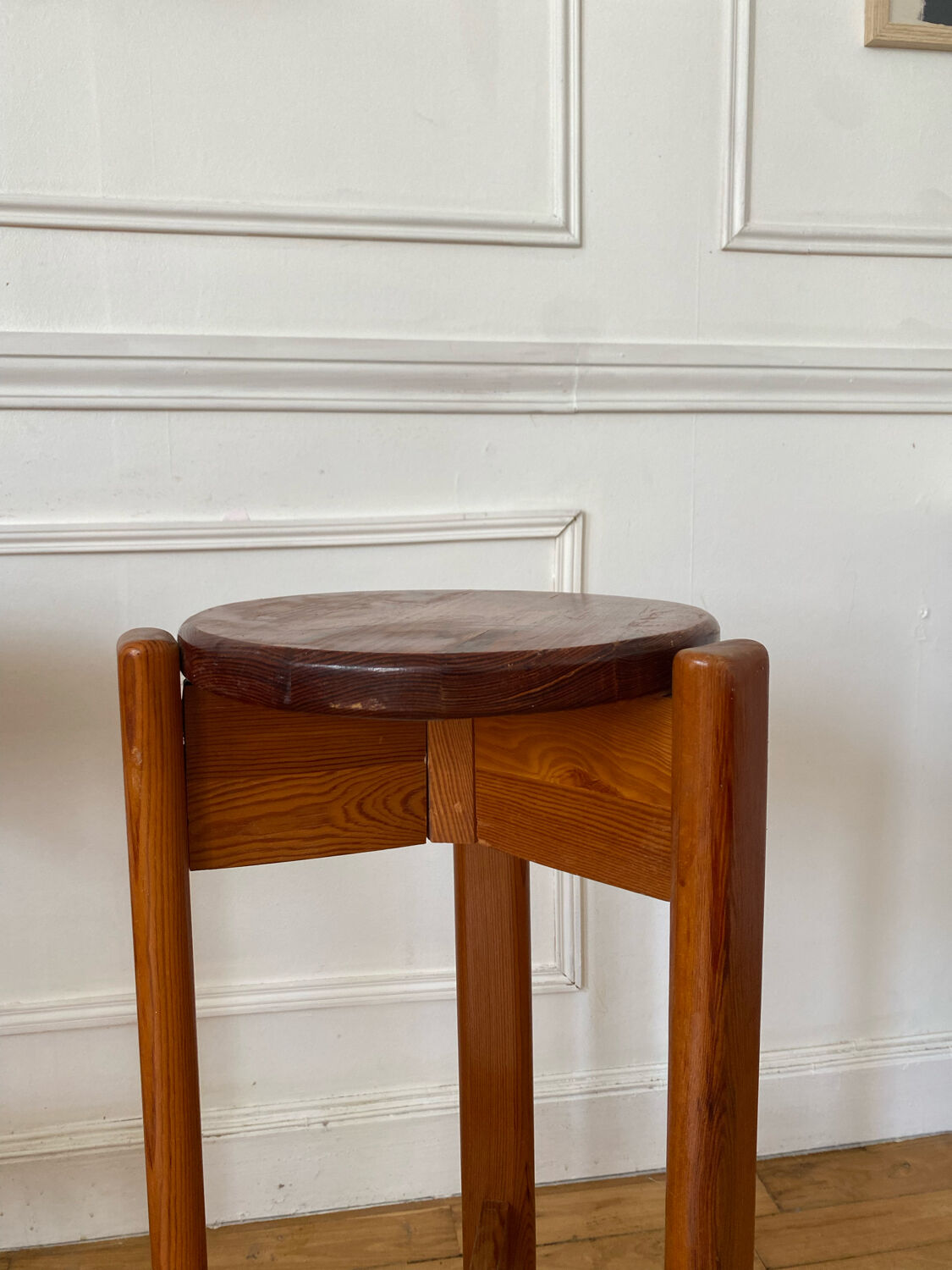 Pair of vintage pine top stools