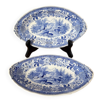 Set of 2 Villeroy and Boch Burgenland blue serving dishes.