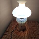 Mid-20th century opaline table lamp, iridescent opal color
