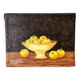 Petit tableau huile sur toile nature morte jaune & marron esprit campagne