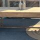 Large renovated antique table with 2 extensions in raw solid oak.