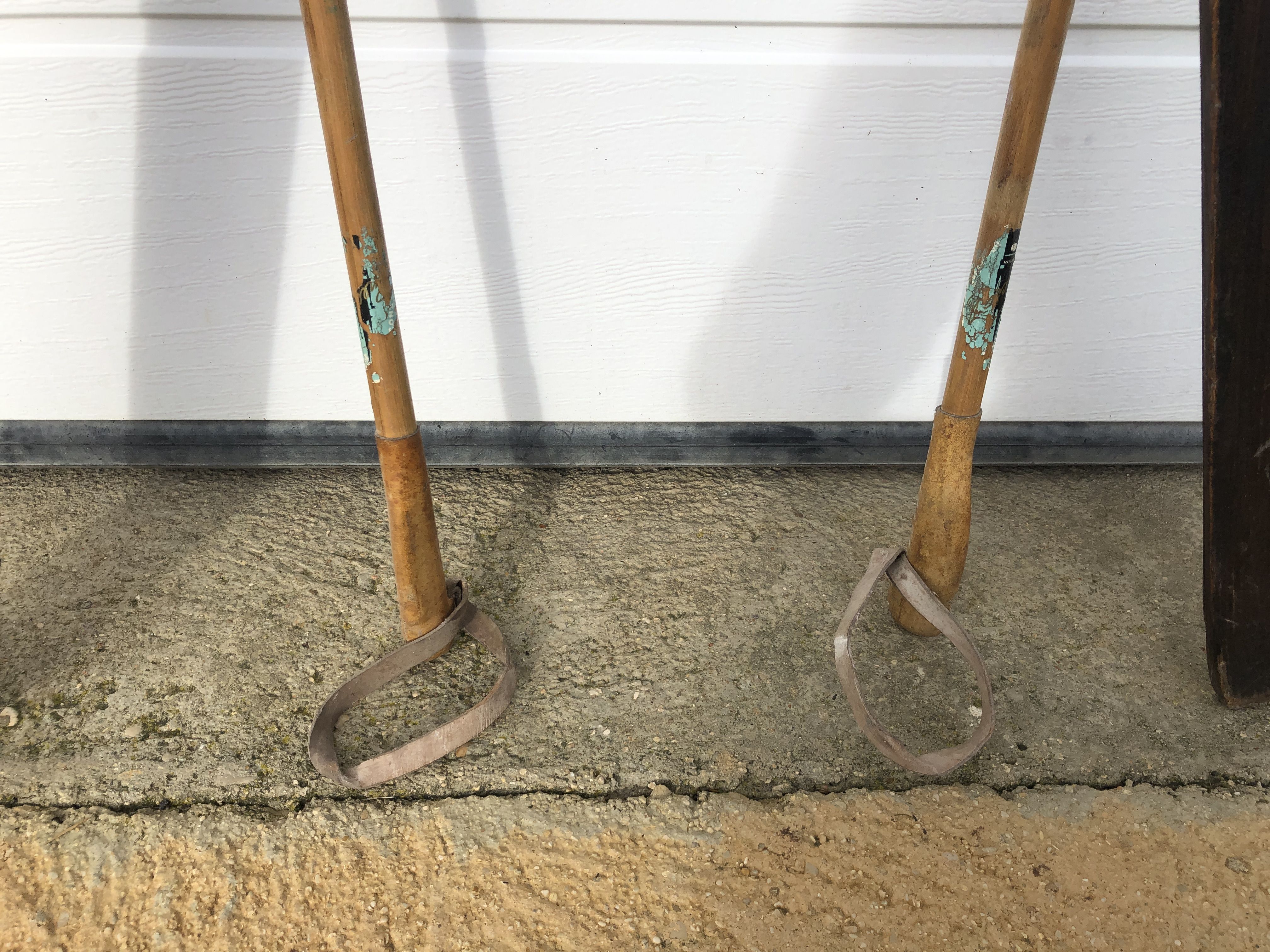 Former pair of Ramy wooden skis - vintage mountain chalet deco sticks