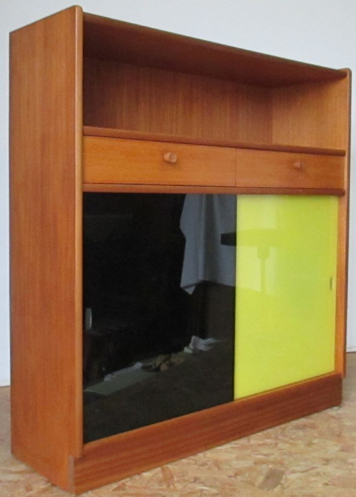 Small Yellow and Black glass furniture with sliding doors