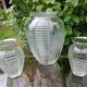 Lot de trois vases en verre moulé ancien années 50/60 made in france