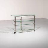 Table d'appoint, console sur roulettes Peter Ghyzcy, années 1970