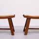Brutalist curved solid Oak Ottomans 1950s France