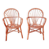 Pair of rattan armchairs