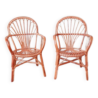 Paire de fauteuils en rotin