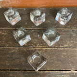 Set of 6 Blenko Ice Design Candle Holders Glass 1970s Vintage