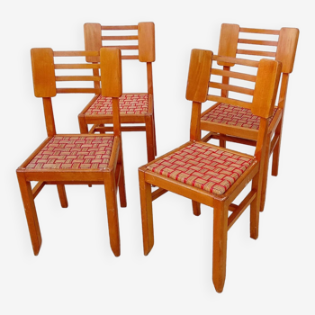 4 chaises style Cruége model osier rare vintage