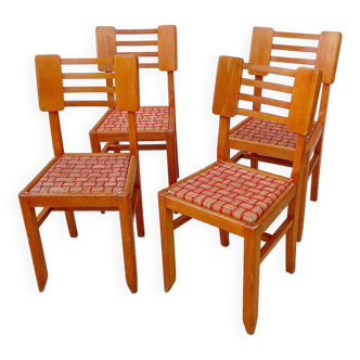 4 Cruége style  chairs, rare vintage wicker model