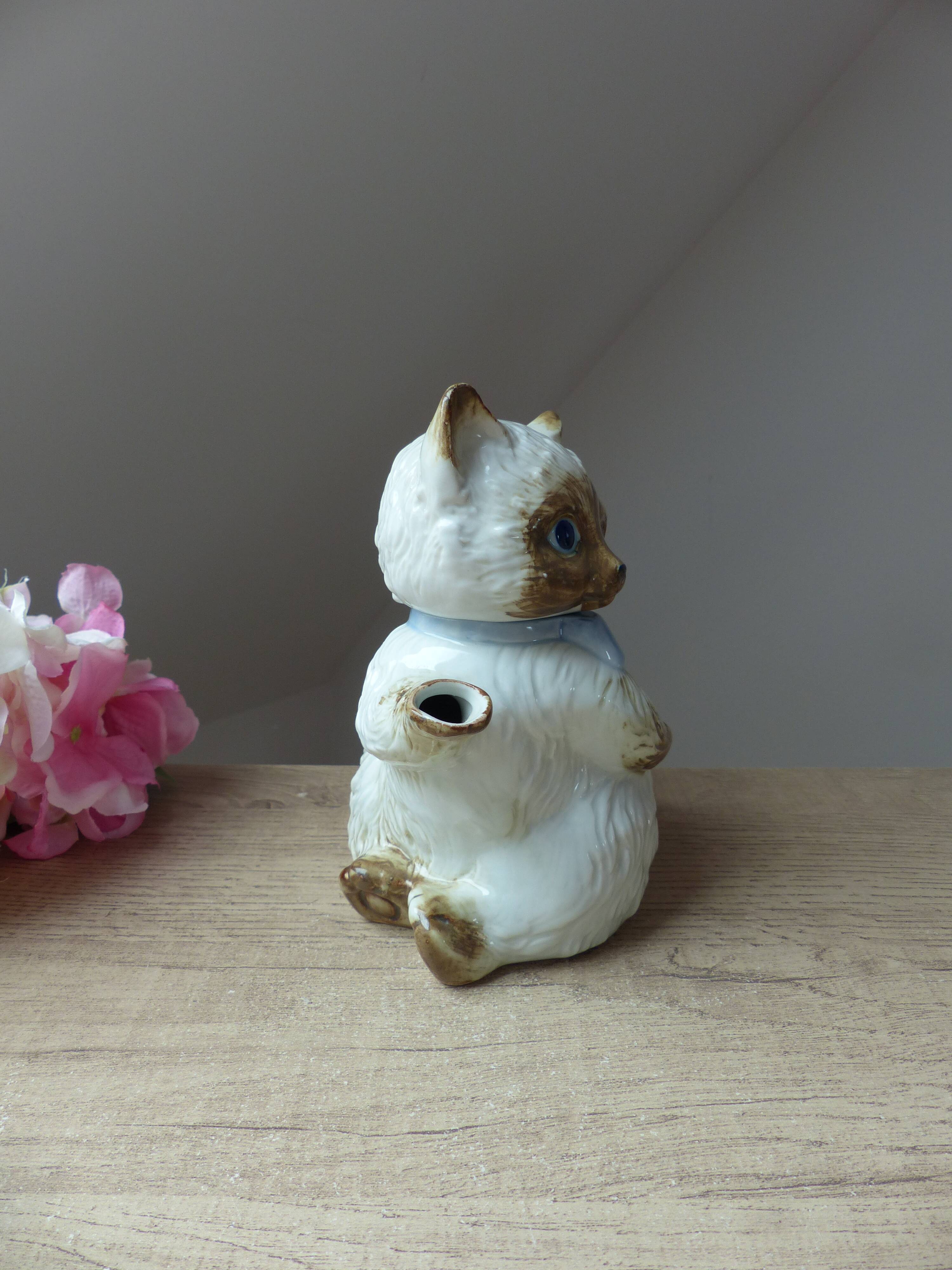 Théière chat en céramique fabriquée au Japon vintage