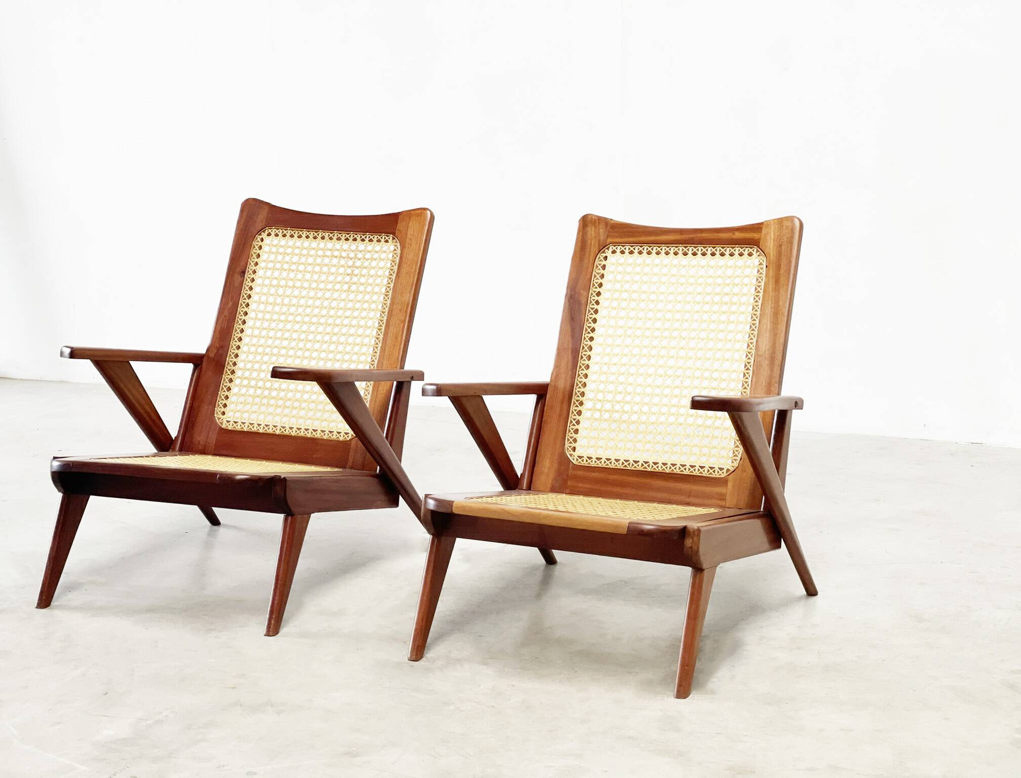 Sculptural french lounge chairs 1950's.
