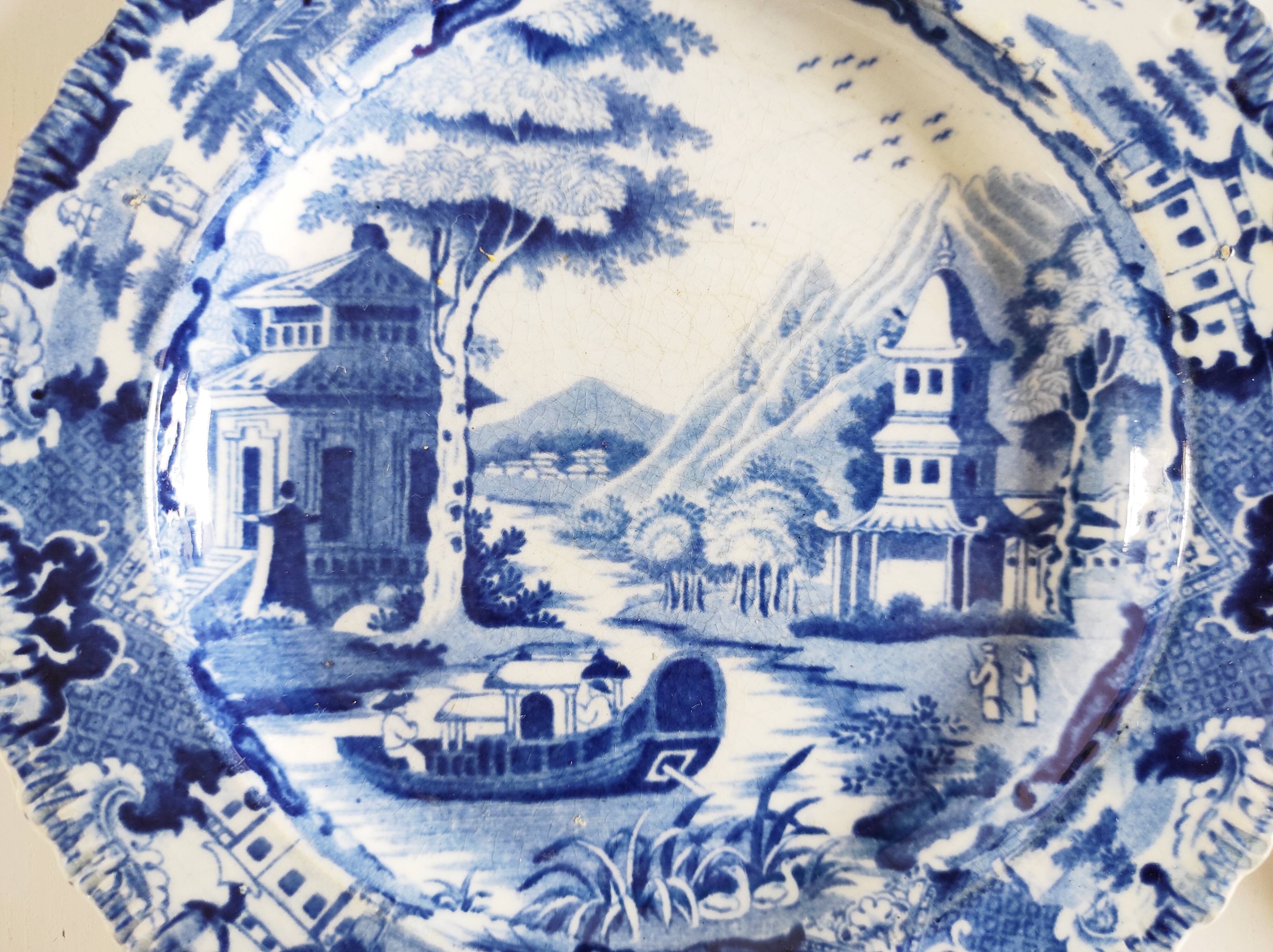 Calais earthenware 4 pagoda plates