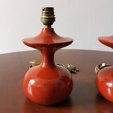 Pair of bedside lamps in lacquered turned wood