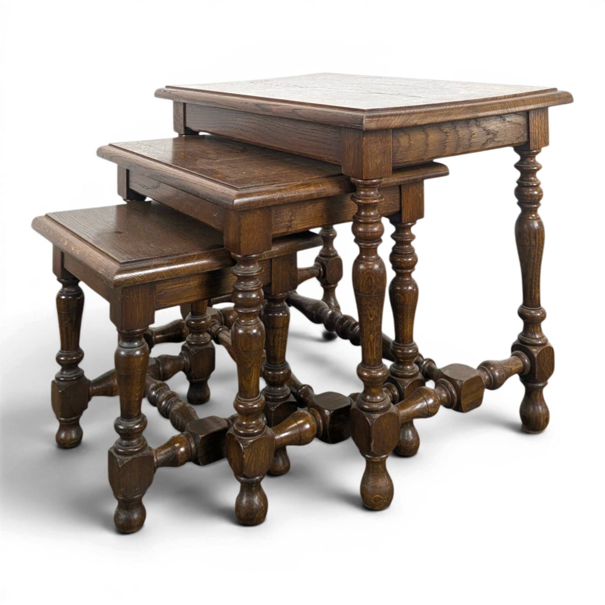 Rustic nesting tables in oak