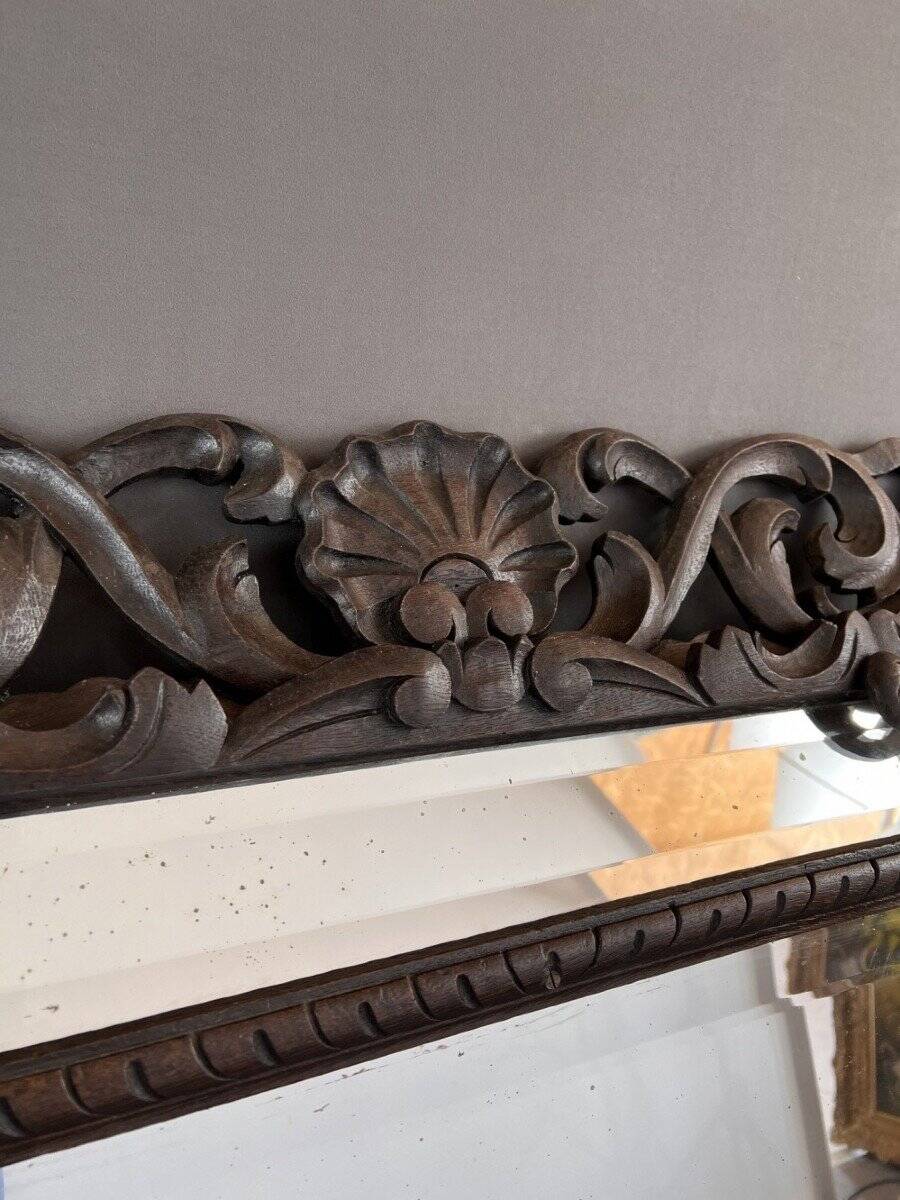 Large carved wooden mirror, baroque style, 19th century