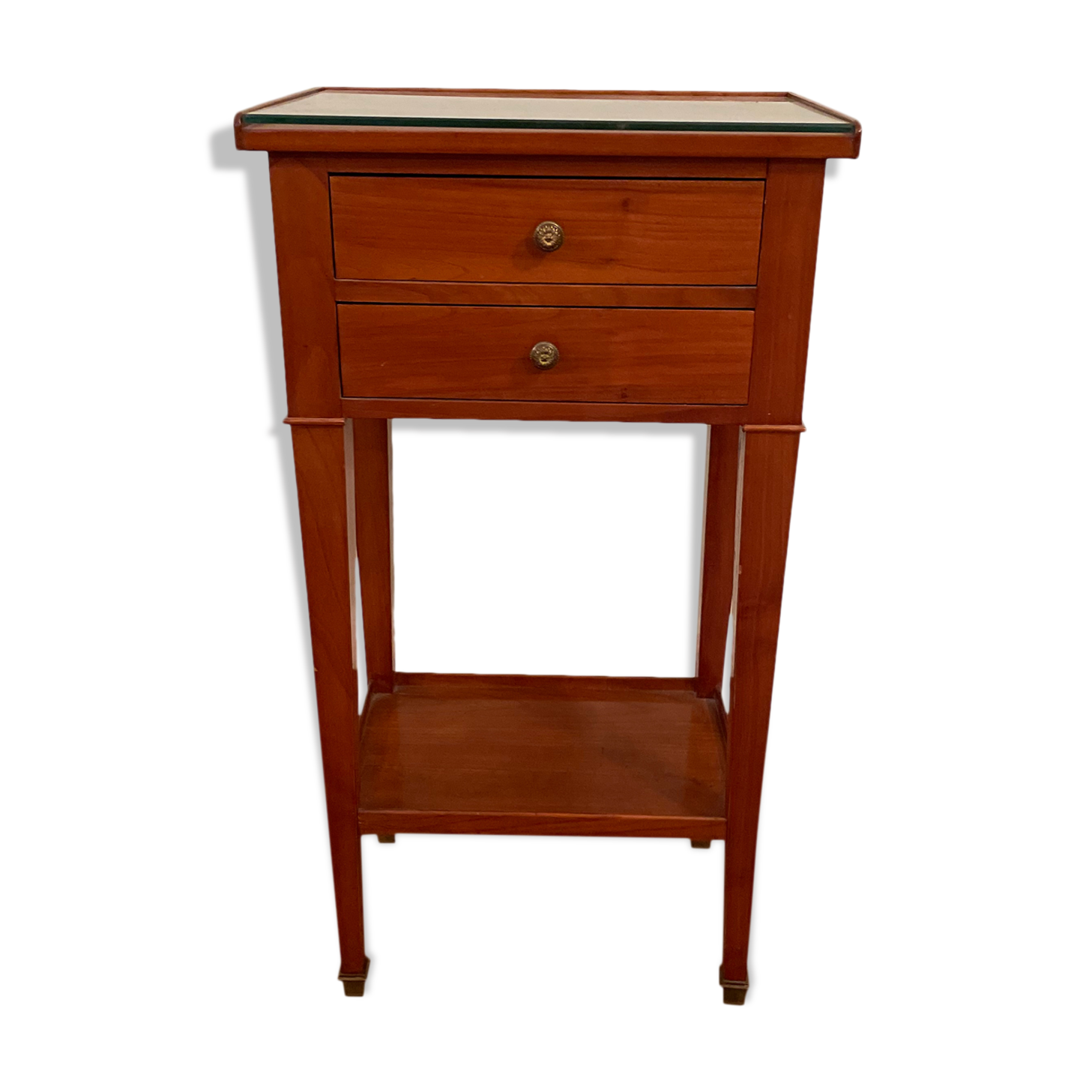 Cherry bedside table with glass