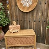 Coffre à jouets vintage rotin ou meuble entrée