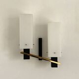 Arlus opaline and vintage steel wall light from the 1950s