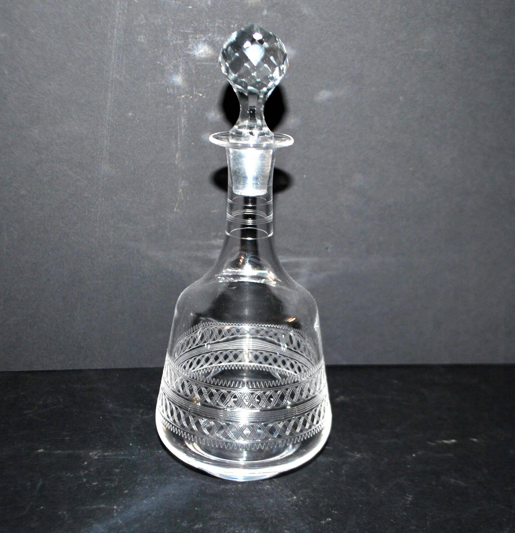Baccarat carafe orange blossom water in crystal with guilloché decoration 1900