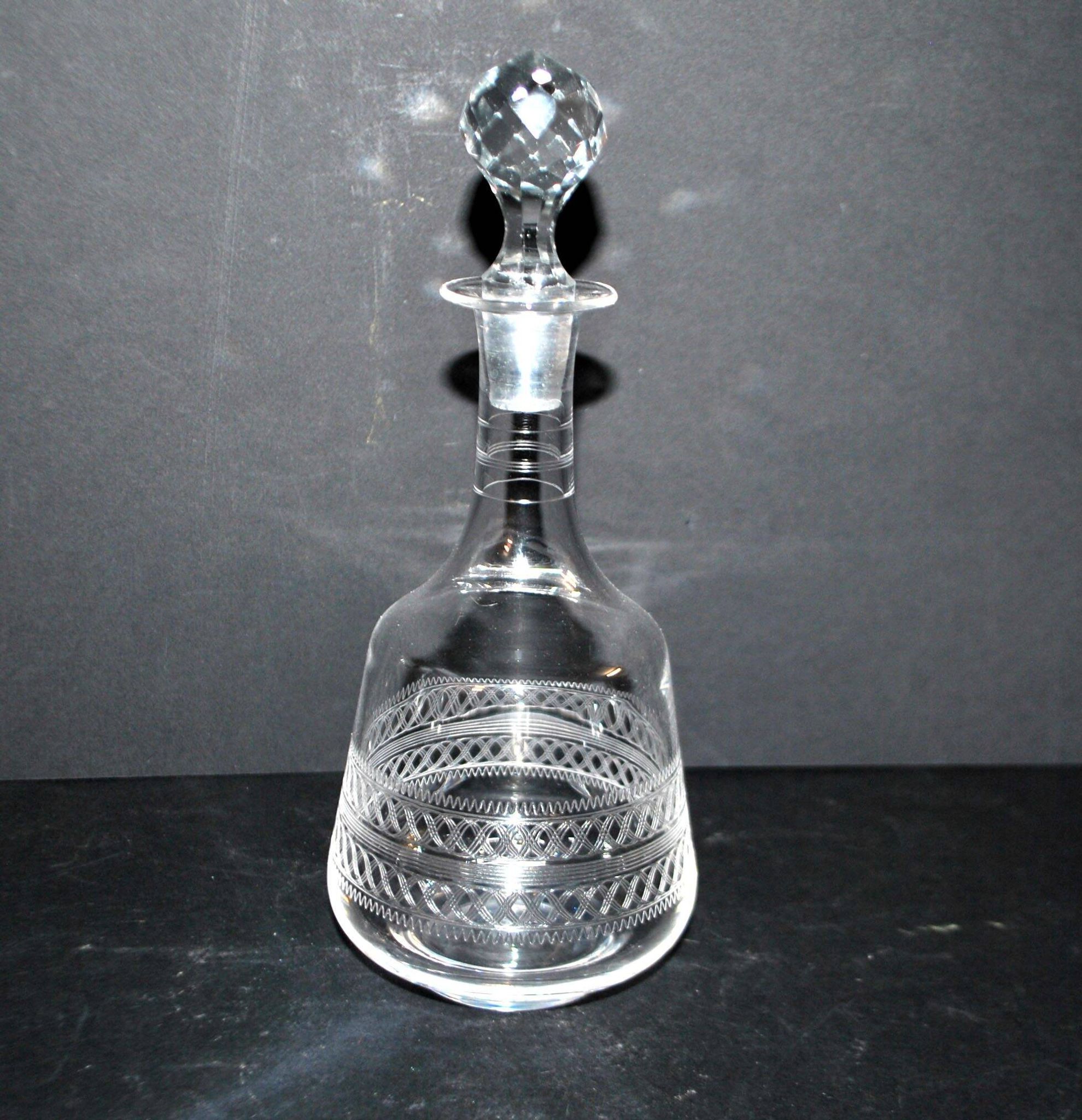 Baccarat carafe orange blossom water in crystal with guilloché decoration 1900