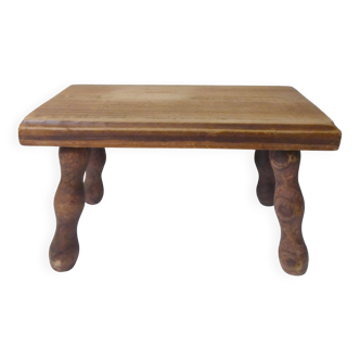 Antique small wooden bench, vintage step stool