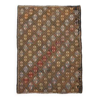 5x7 Dark Brown Vintage Kilim Rug, 153x202 Cm