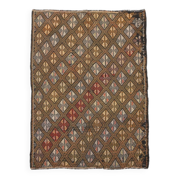 5x7 Dark Brown Vintage Kilim Rug, 153x202 Cm