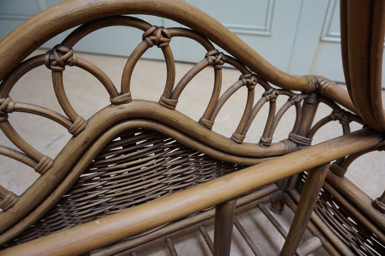 Mid-century italian french riviera bamboo & rattan magazine rack, 1960s