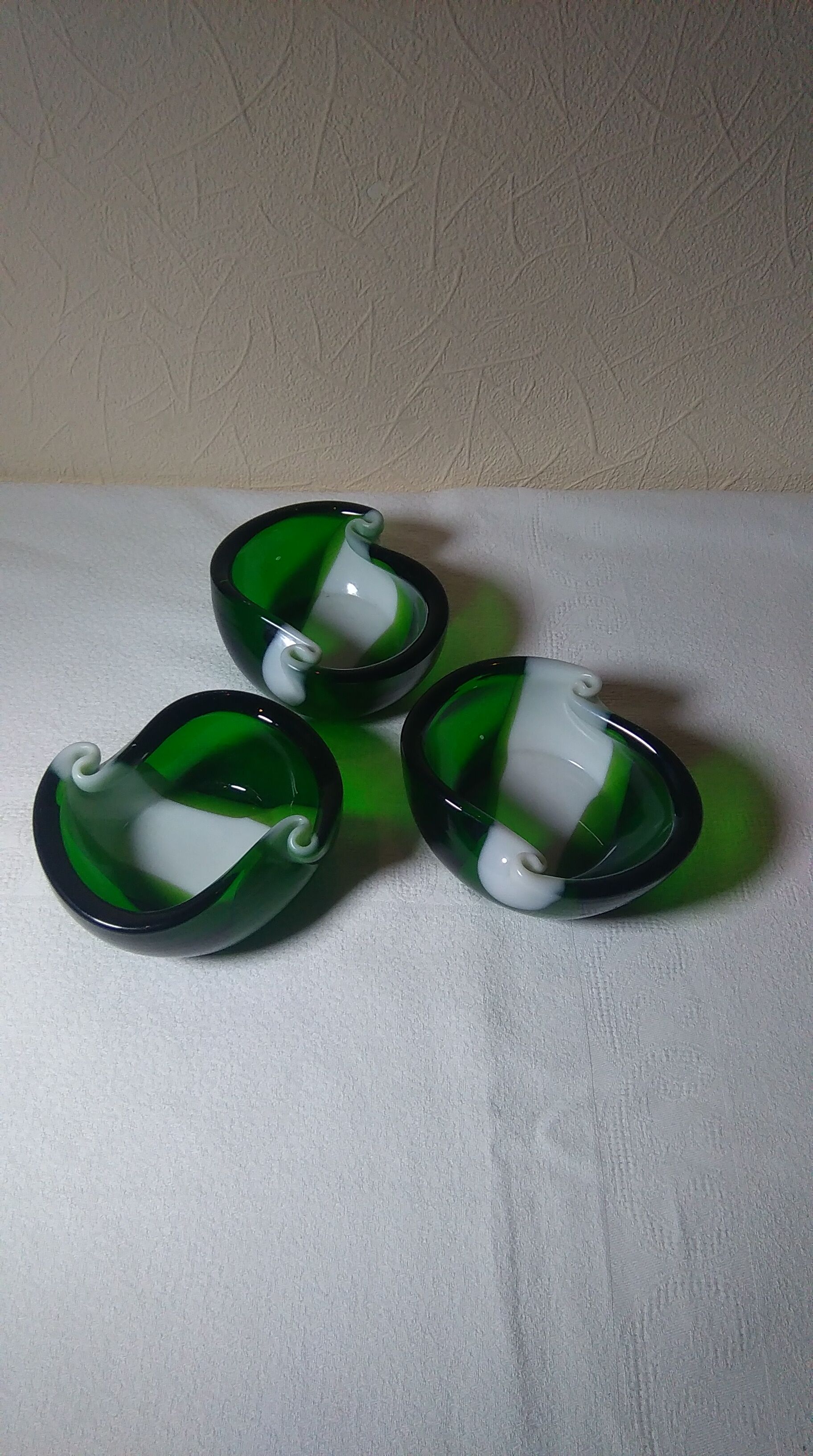 Series of three vacuum-pocket in early 1970s murano glass