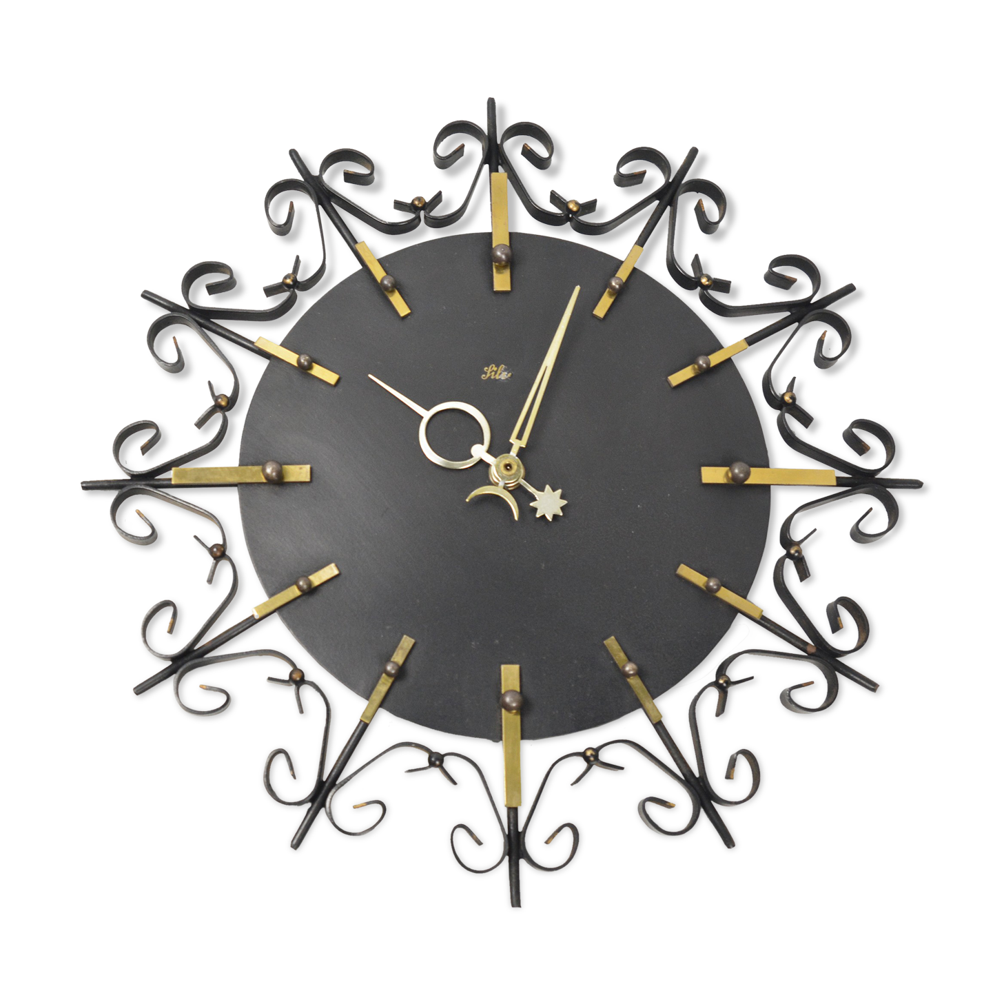 Metal wall clock, silvos, czechoslovakia, 1970s