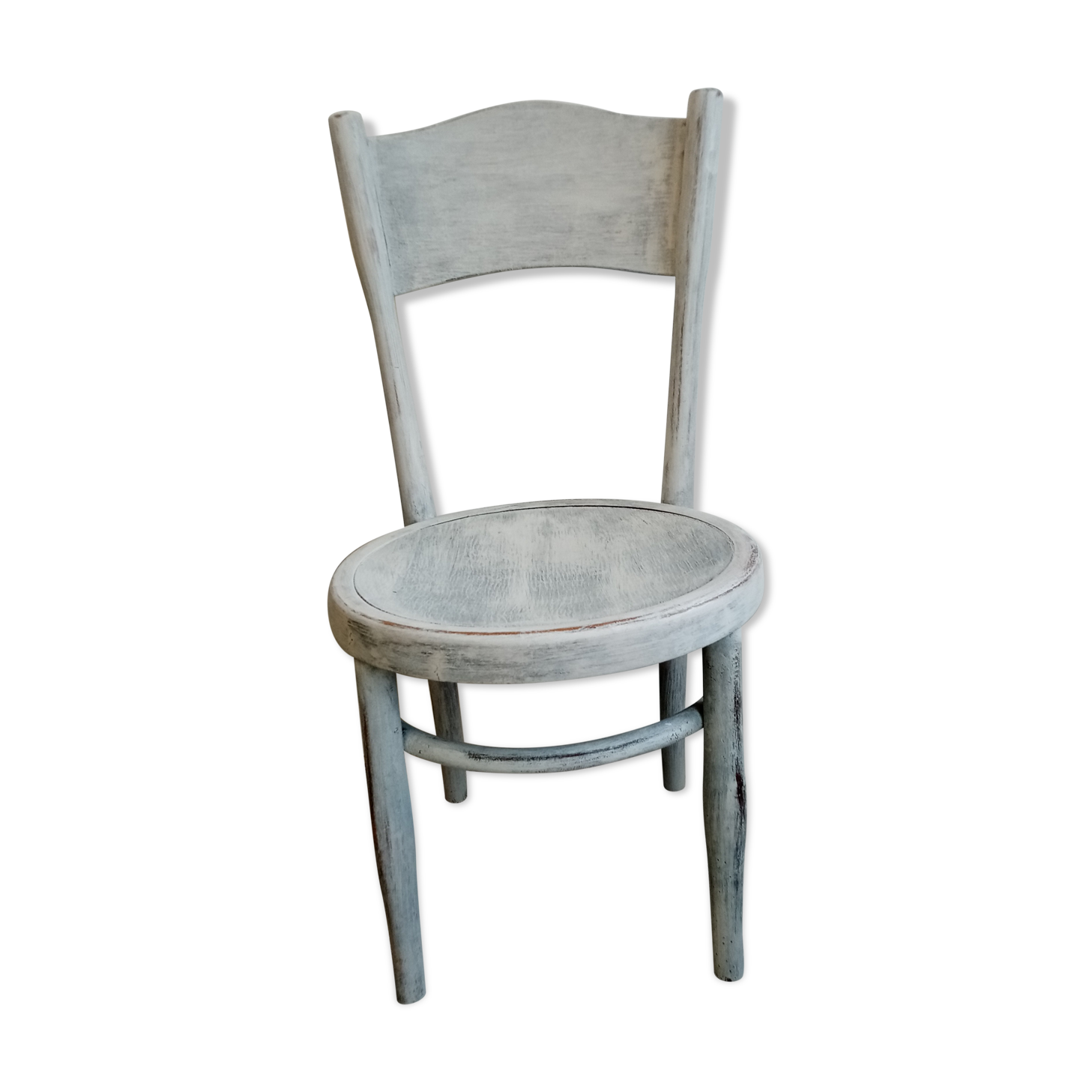 White antique children's chair in patinated wood