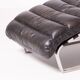 Oviedo mid-century vintage style chaise longue in dark brown leather and chrome