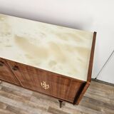 Mid-century 1960s mahogany sideboard with glass top