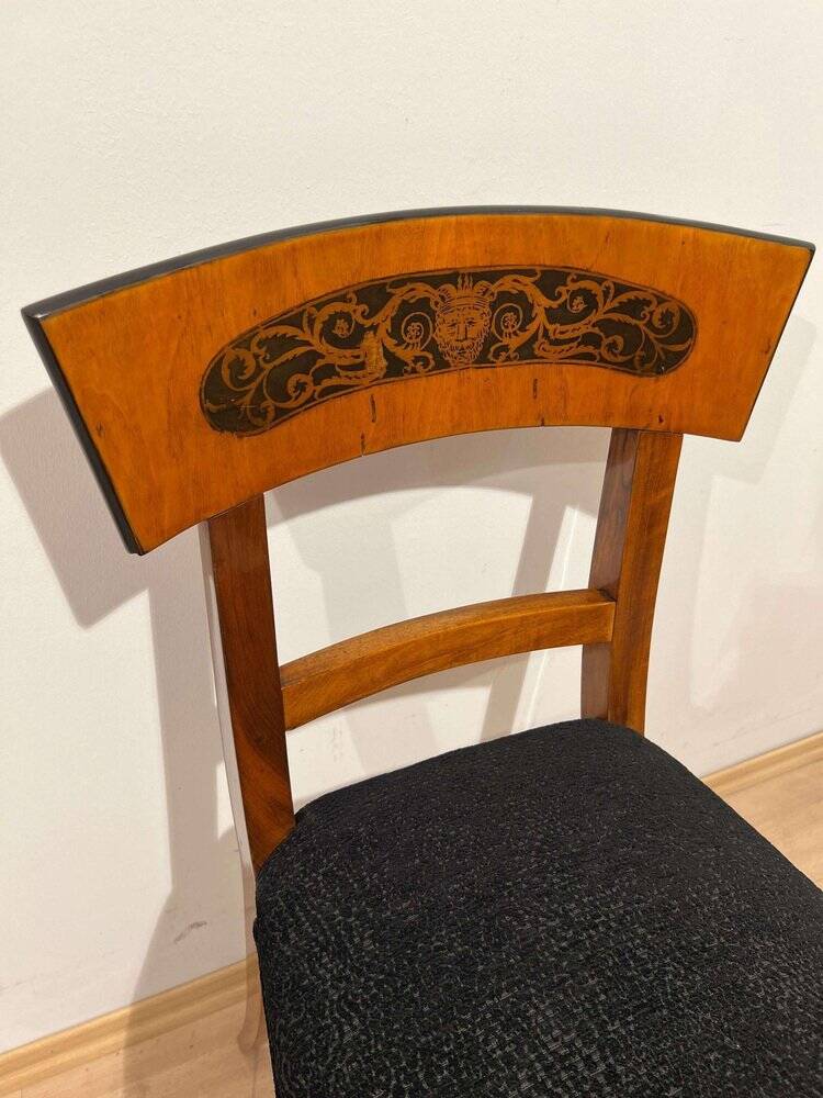 Biedermeier Dining Chair in Cherry Wood and Ink, South Germany, 1820s