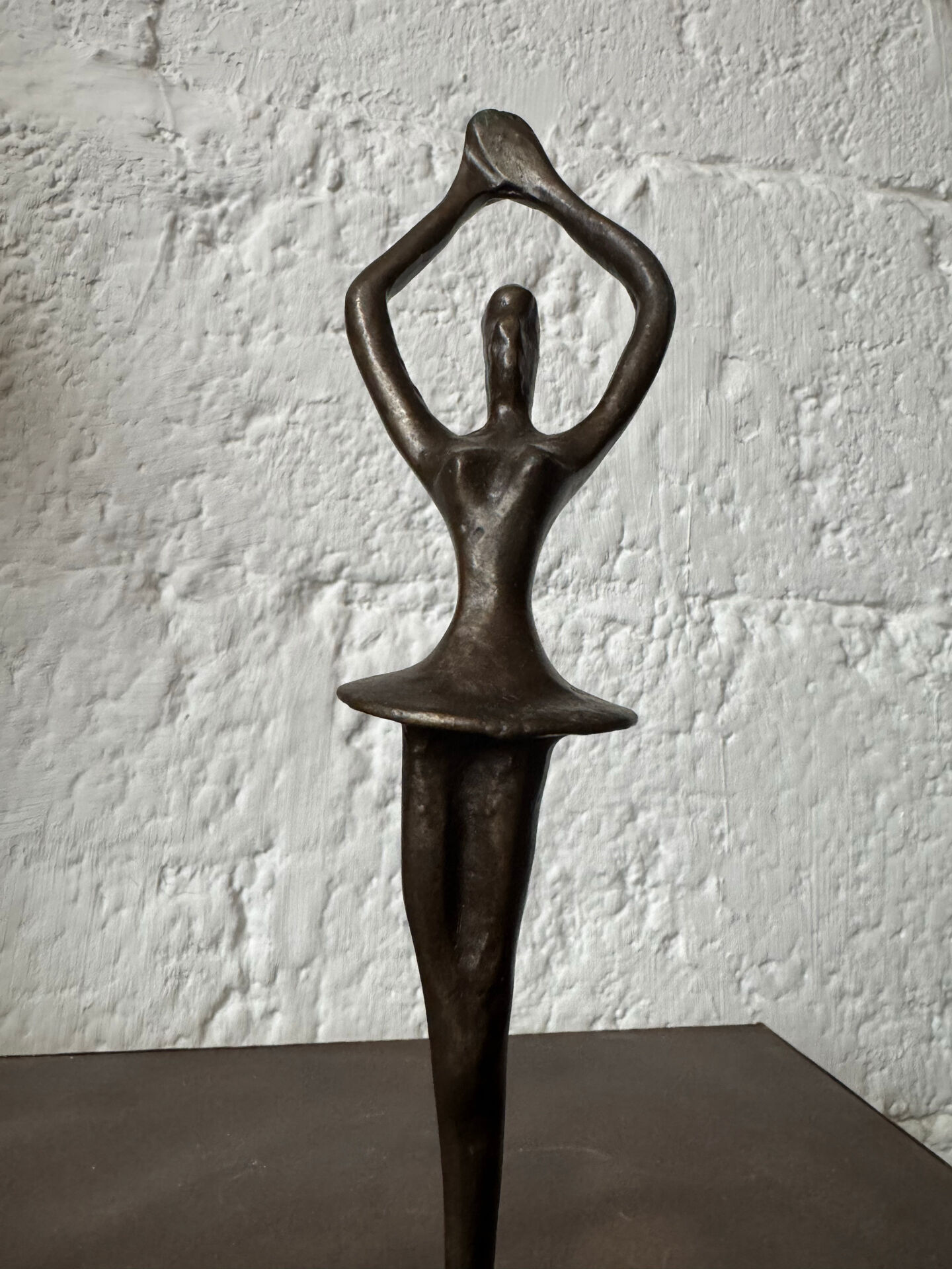 Small bronze dancer in 1980s modernist style.