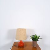 Ceramic table lamp orange with shade, vintage desk lamp