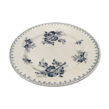 Plat de service céramique de Sarreguemines, modèle Flore bleu