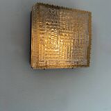 Vintage wall lamp in pressed molded glass, France 1970