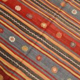 6x9 Red & Blue Striped Pattern Handmade Kilim Rug, 175x275Cm