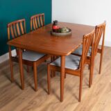Retro Teak 1960s Meredew Dining Table & 4 Chairs Mid Century