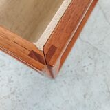 Scandinavian magazine door in teak and burlap, Denmark 60/70