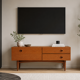 Teak sideboard with flap, 2 drawers and conical legs.